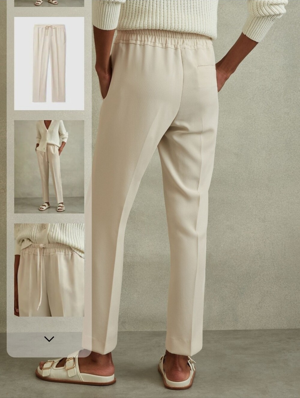 Reiss Hailey Cream Petite Tapered Pull On Trousers size 6 - Picture 2 of 6